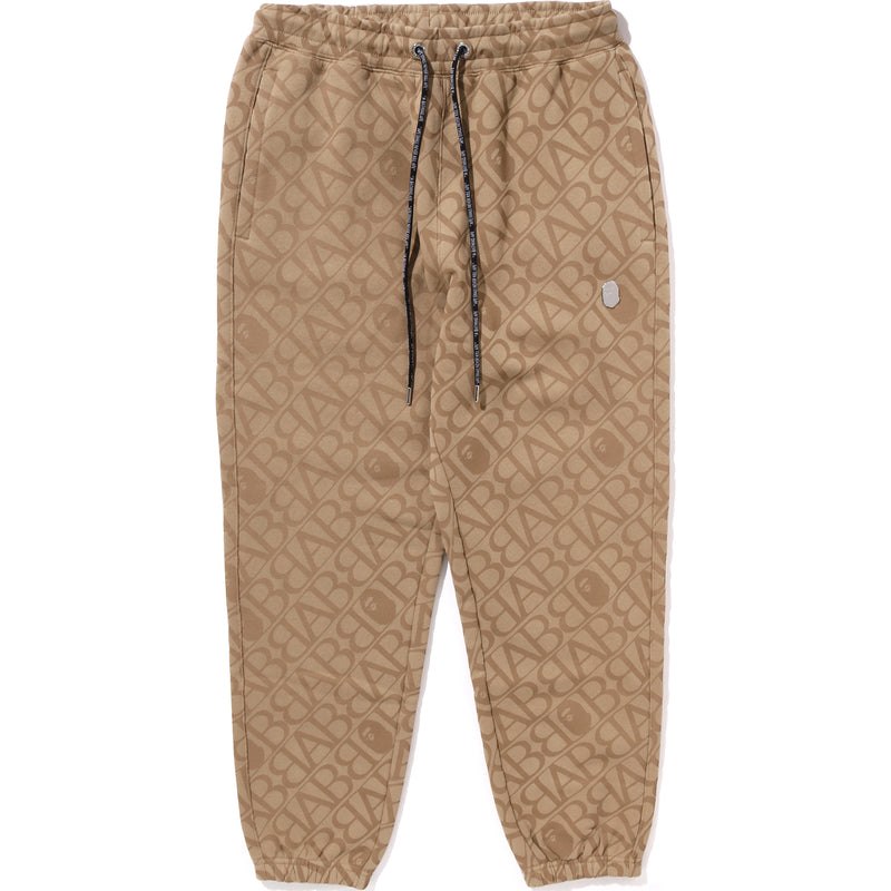 Men Bape Sport Monogram Pants Pants Beige USA | OW9100810