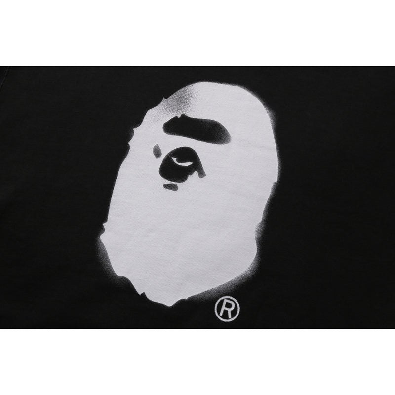 Men Bape Spray Ape Head Garment Dyed Crewneck Sweatshirts Black USA | GG1264624