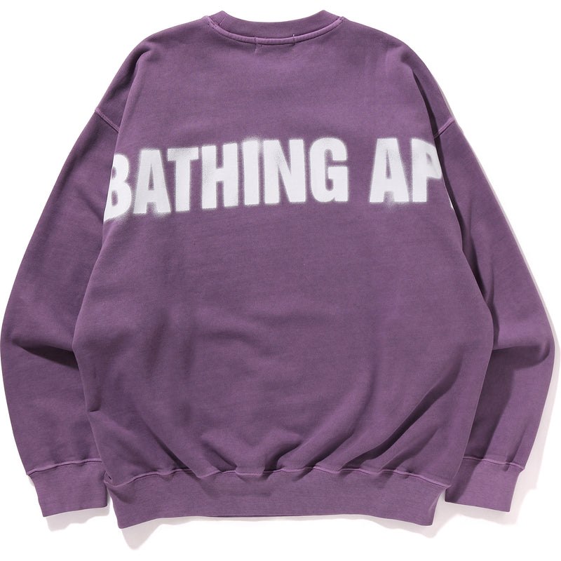 Men Bape Spray Ape Head Garment Dyed Crewneck Sweatshirts Purple USA | LW0238528