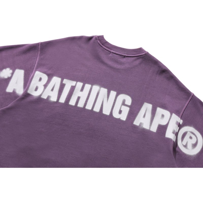 Men Bape Spray Ape Head Garment Dyed Crewneck Sweatshirts Purple USA | LW0238528