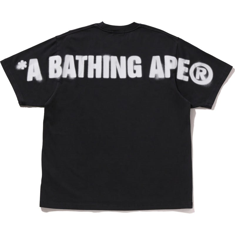 Men Bape Spray Ape Head Garment Dyed Relaxed Fit Tee Cut And Sewn Black USA | AZ9347337