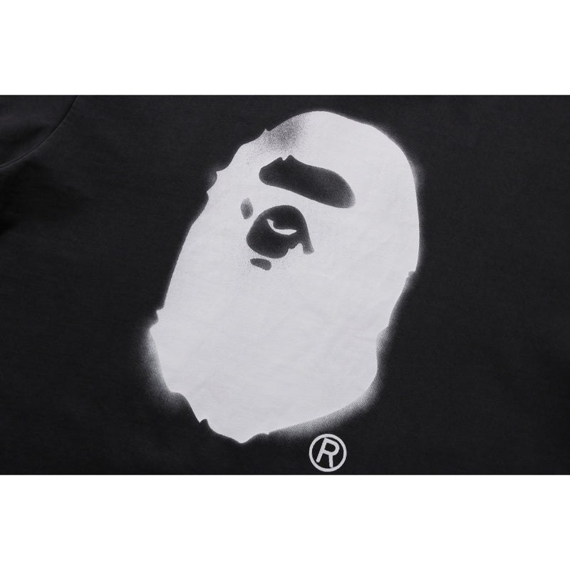 Men Bape Spray Ape Head Garment Dyed Relaxed Fit Tee Cut And Sewn Black USA | AZ9347337