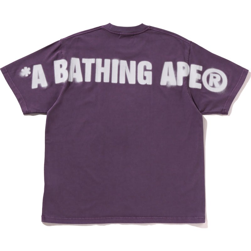 Men Bape Spray Ape Head Garment Dyed Relaxed Fit Tee Cut And Sewn Purple USA | FZ6953893