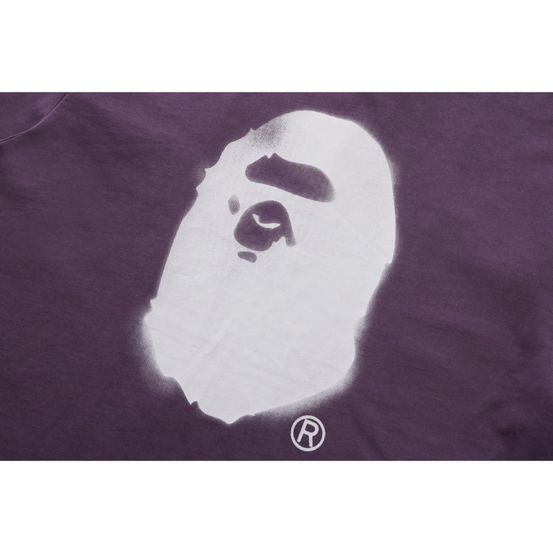 Men Bape Spray Ape Head Garment Dyed Relaxed Fit Tee Cut And Sewn Purple USA | FZ6953893