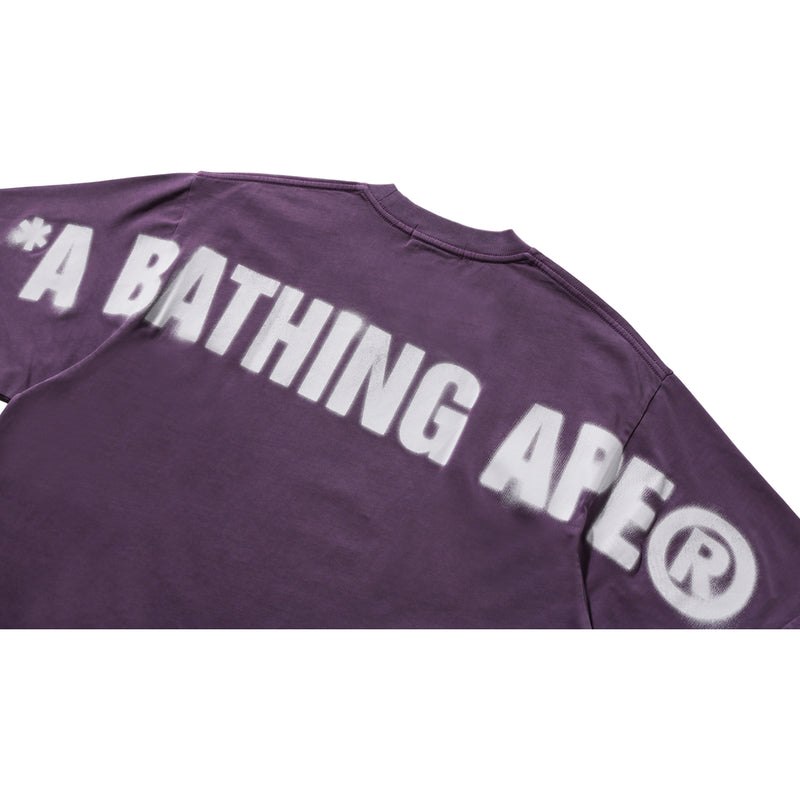 Men Bape Spray Ape Head Garment Dyed Relaxed Fit Tee Cut And Sewn Purple USA | FZ6953893