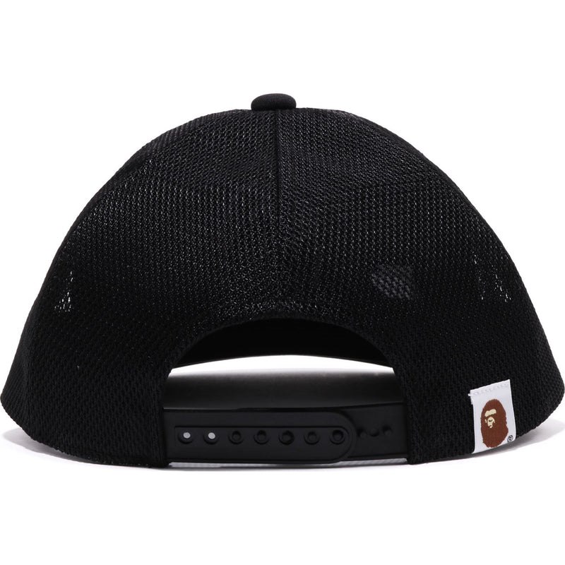 Men Bape Sta Ape Head Leather Patched Mesh Cap Caps Black USA | AH9528858