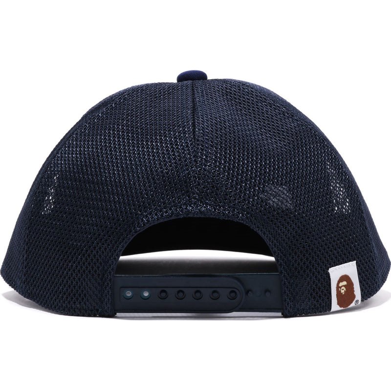 Men Bape Sta Ape Head Leather Patched Mesh Cap Caps Blue USA | NA4953093