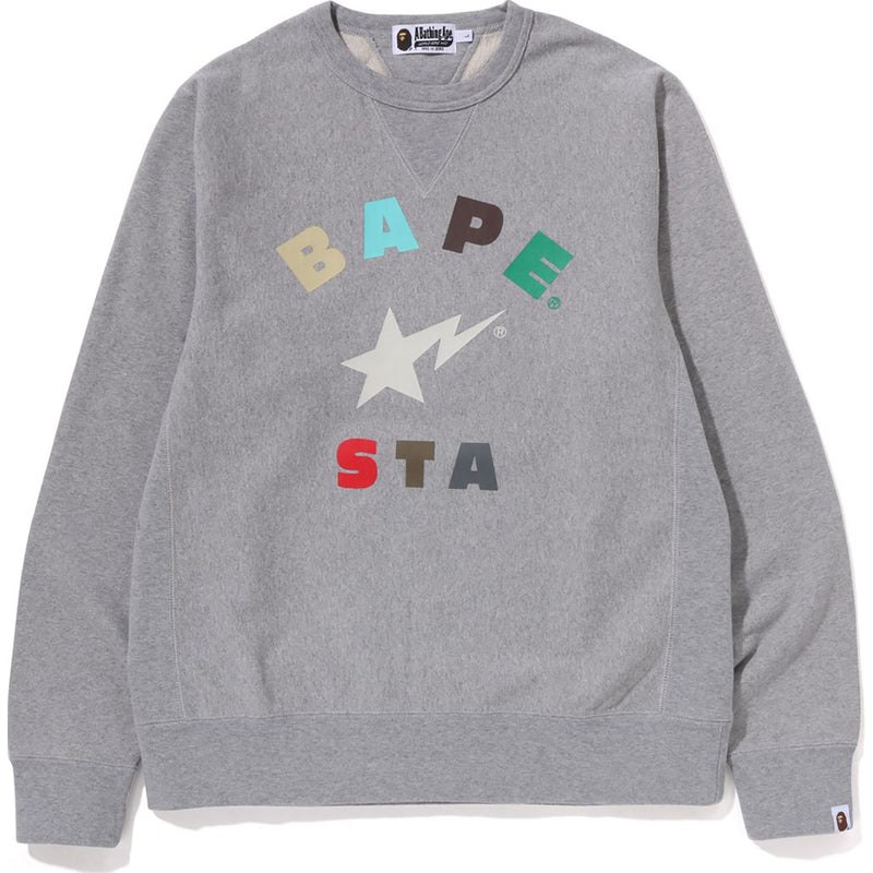 Men Bape Sta Crewneck Sweatshirts Grey USA | LK8545655