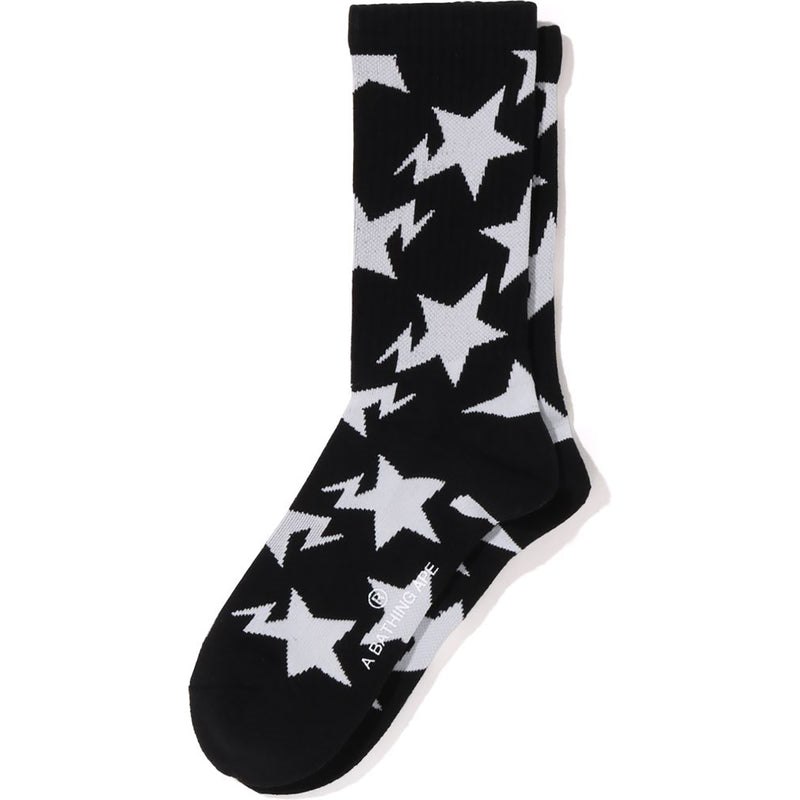 Men Bape Sta Pattern Socks Socks Black USA | RE9402642