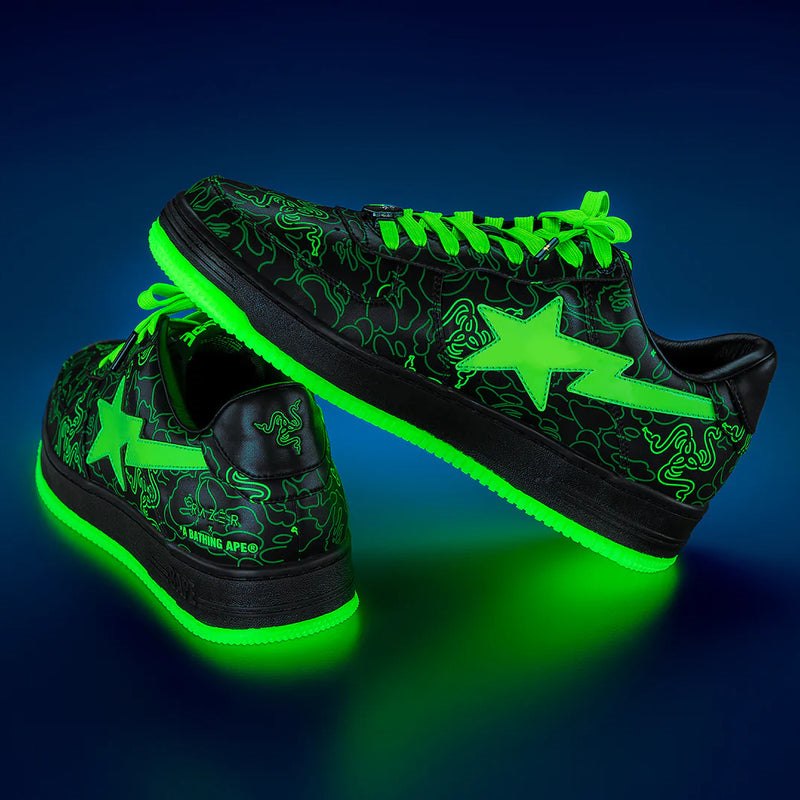 Men Bape Sta™ X Razer Neon Camo Sneakers Green USA | GY8512852