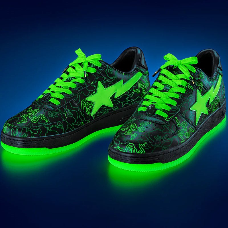 Men Bape Sta™ X Razer Neon Camo Sneakers Green USA | GY8512852