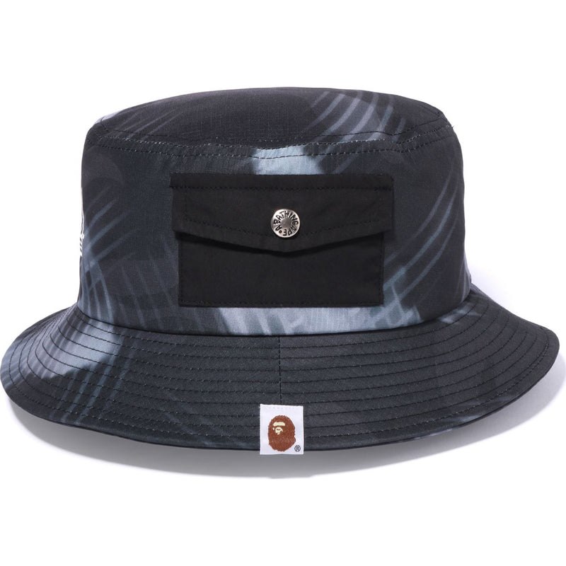 Men Bape Stroke Camo Pocket Bucket Hat Caps Black USA | FY8919399