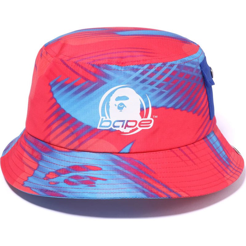 Men Bape Stroke Camo Pocket Bucket Hat Caps Red USA | VV7435745