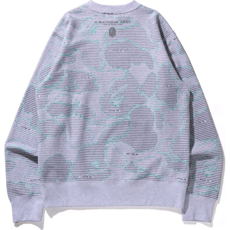 Men Bape Text Code Camo Crewneck Sweatshirts Grey USA | AW1370030