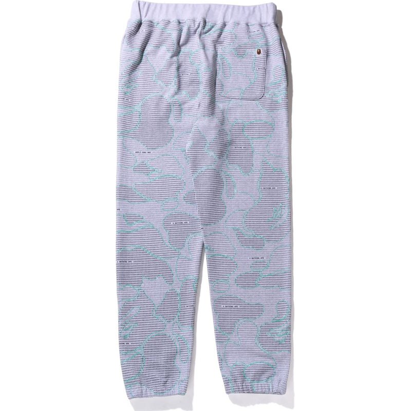 Men Bape Text Code Camo Sweat Pants Pants Grey USA | ZS2723573