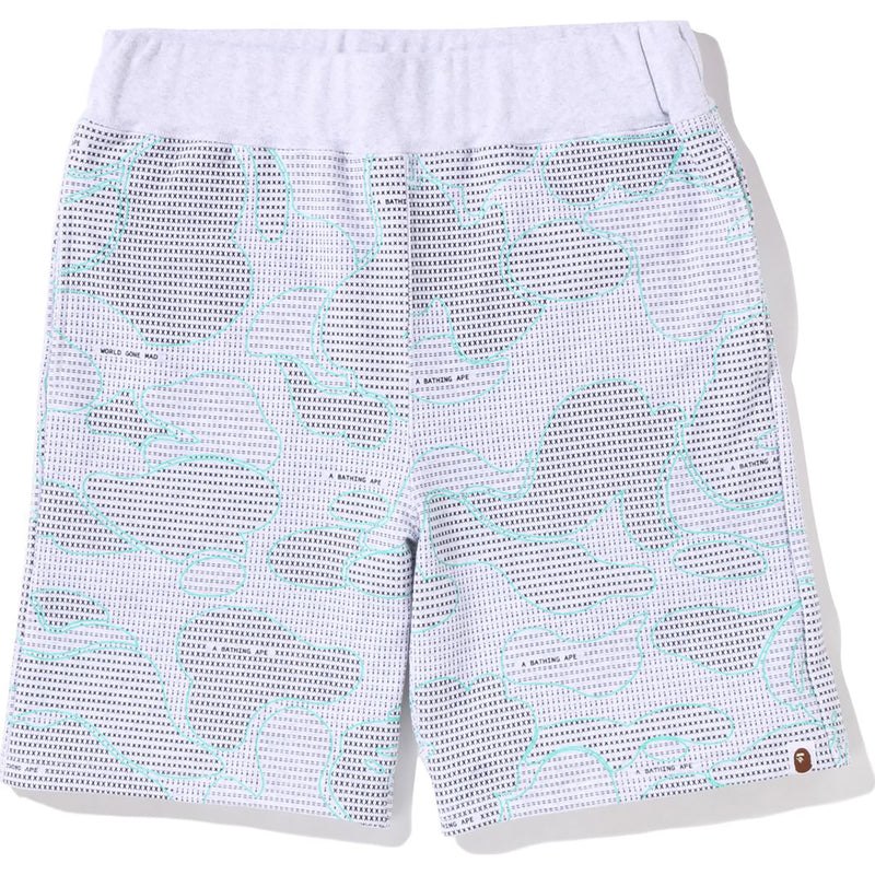 Men Bape Text Code Camo Sweat Shorts Shorts Grey USA | AJ1960490