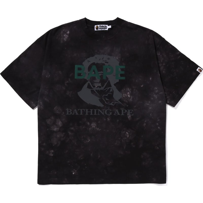 Men Bape Tie Dye Bathing Ape Tee Relaxed Fit Cut And Sewn Black USA | CX1291521