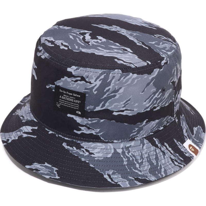 Men Bape Tiger Camo Bucket Hat Caps Black USA | TM7873683