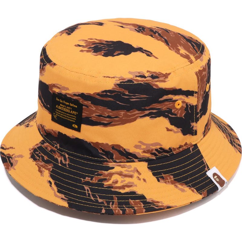 Men Bape Tiger Camo Bucket Hat Caps Orange USA | LJ9323133