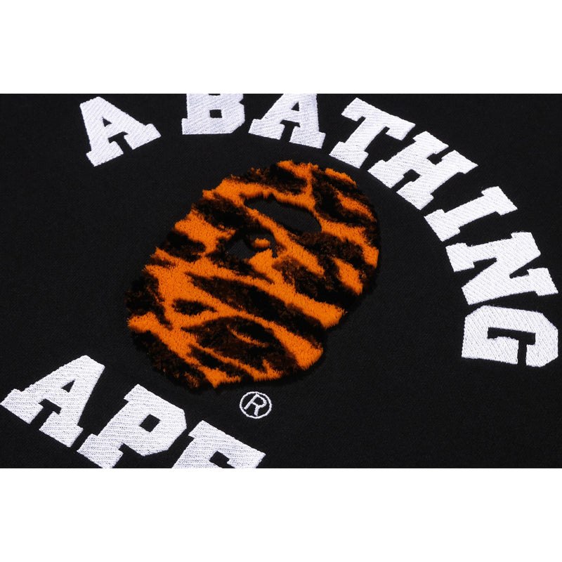 Men Bape Tiger Camo College Relaxed Fit Crewneck Sweatshirts Black USA | AK9888988