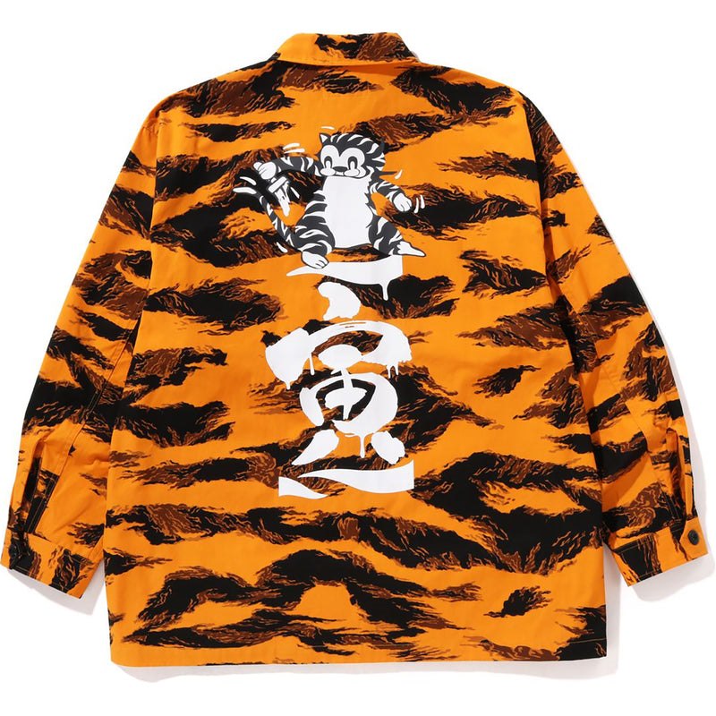 Men Bape Tiger Camo Relaxed Fit Military Shirt Shirts Orange USA | UJ4529259