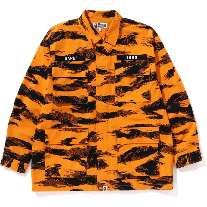 Men Bape Tiger Camo Relaxed Fit Military Shirt Shirts Orange USA | UJ4529259