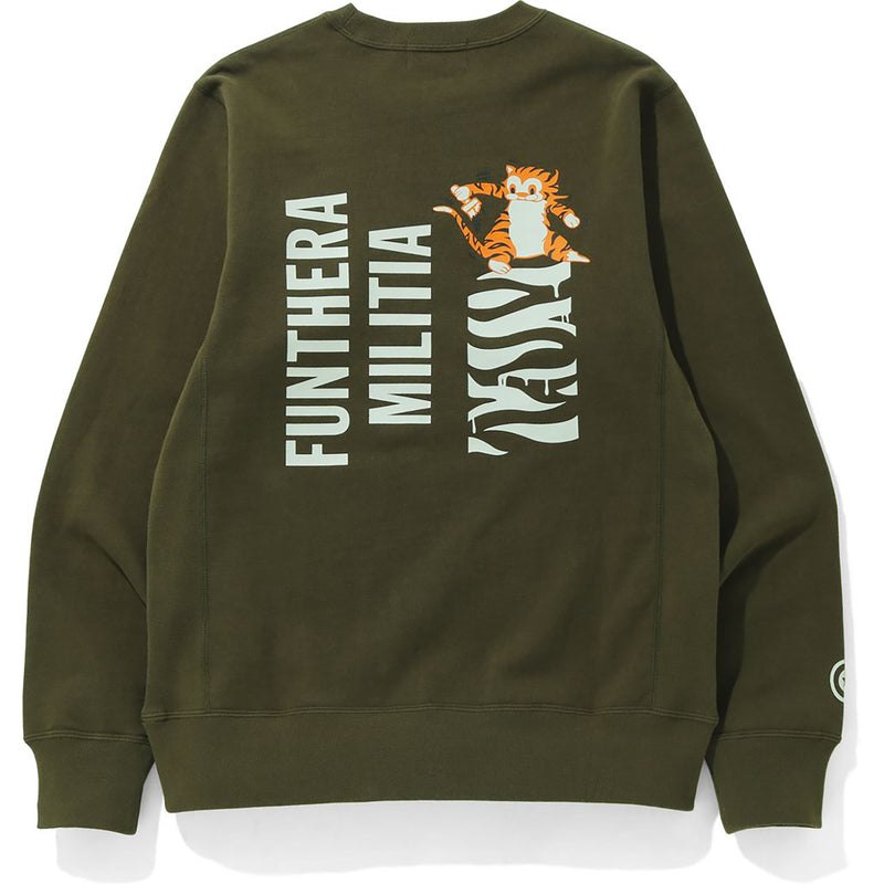 Men Bape Tiger Crewneck Sweatshirts Olivedrab USA | EG6273223