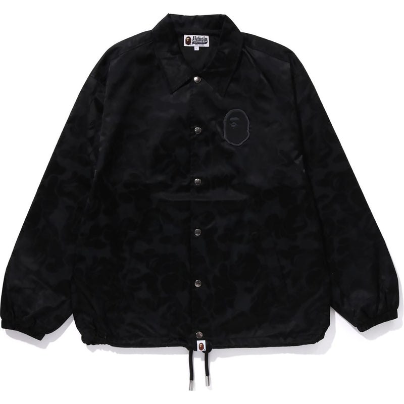 Men Bape Tonal Solid Camo Coach Jacket Jackets Black USA | XJ2658068