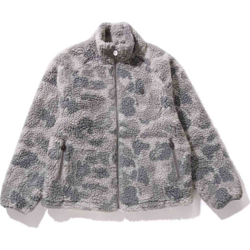 Men Bape Tonal Solid Camo Metal Ape Head One Point Fleece Jacket Jackets Grey USA | BF3989599