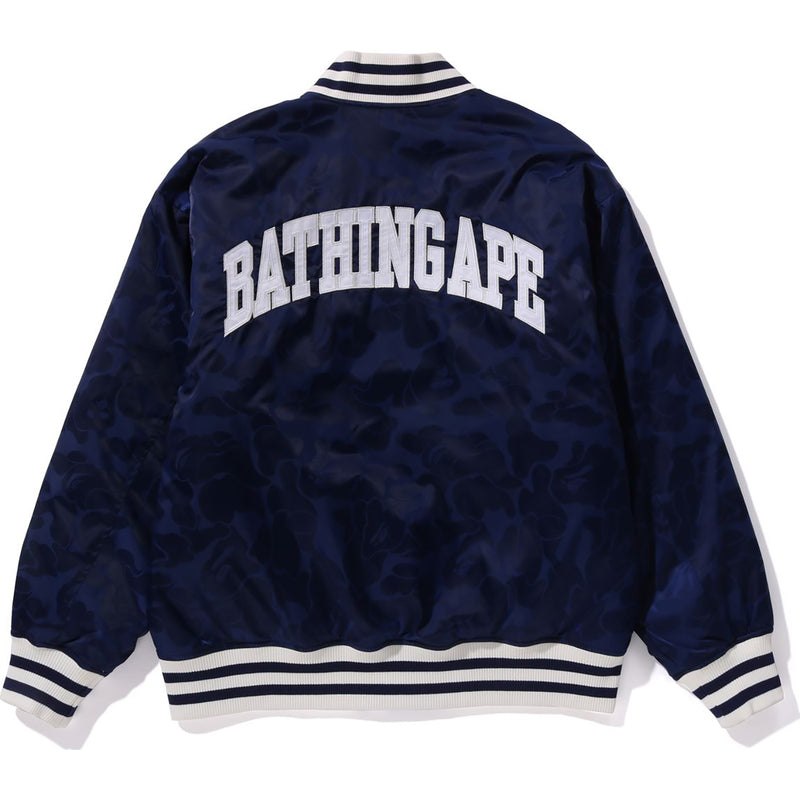 Men Bape Tonal Solid Camo Padded Varsity Jacket Jackets Blue USA | MK3582152