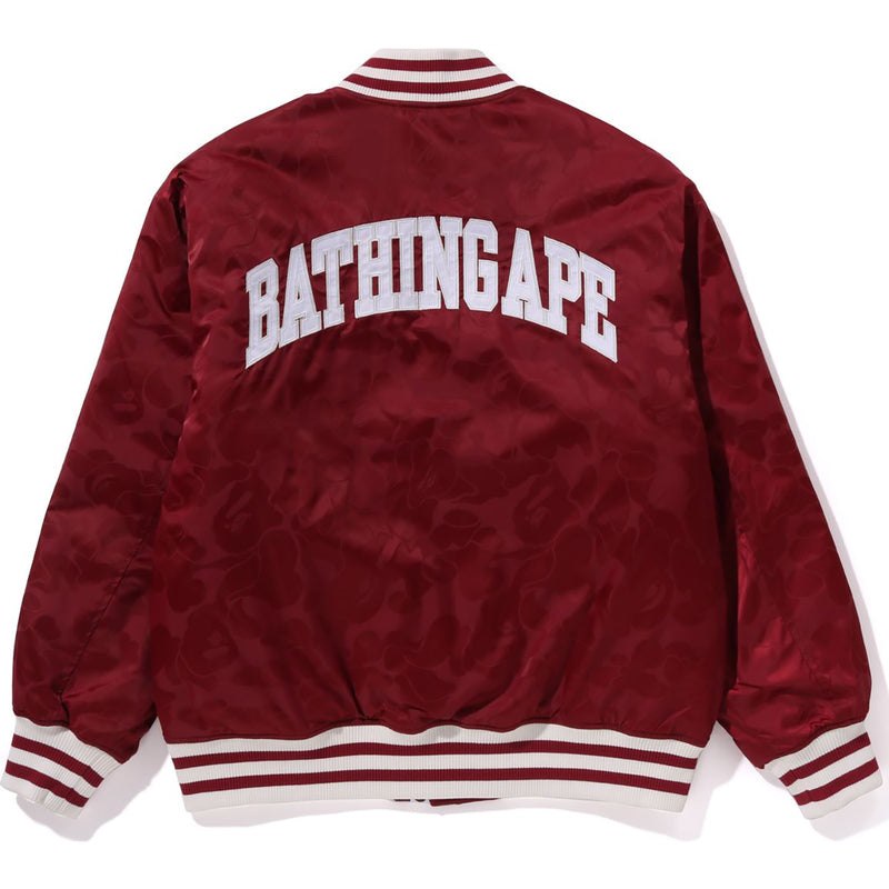 Men Bape Tonal Solid Camo Padded Varsity Jacket Jackets Red USA | VV1858388