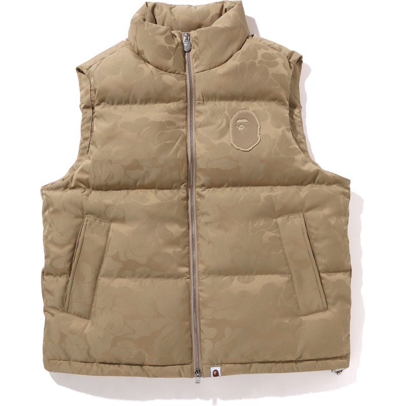 Men Bape Tonal Solid Camo Puffer Down Vest Jackets Beige USA | EA5349139