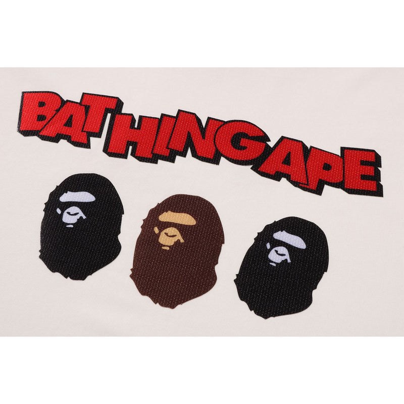 Men Bape Triple Ape Head Relaxed Fit Tee Cut And Sewn White USA | NM1803283