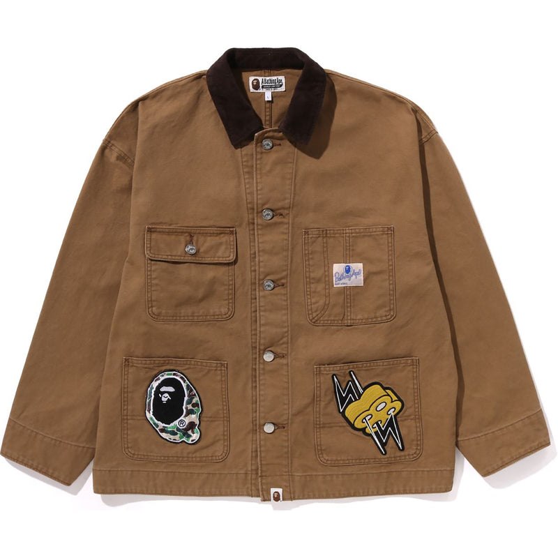 Men Bape Washed Duck Coverall Jackets Beige USA | UJ1720170