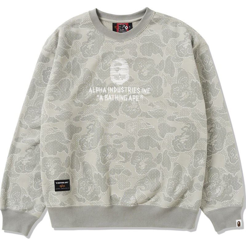 Men Bape X Alpha Industries Crewneck Sweater Sweatshirts Olivedrab USA | GQ9250920