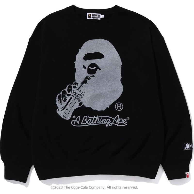 Men Bape X Coca-cola Ape Head Crewneck Relaxed Fit Sweatshirts Black USA | BI0646066