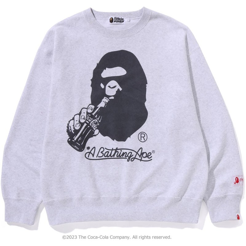 Men Bape X Coca-cola Ape Head Crewneck Relaxed Fit Sweatshirts Grey USA | HR5096606