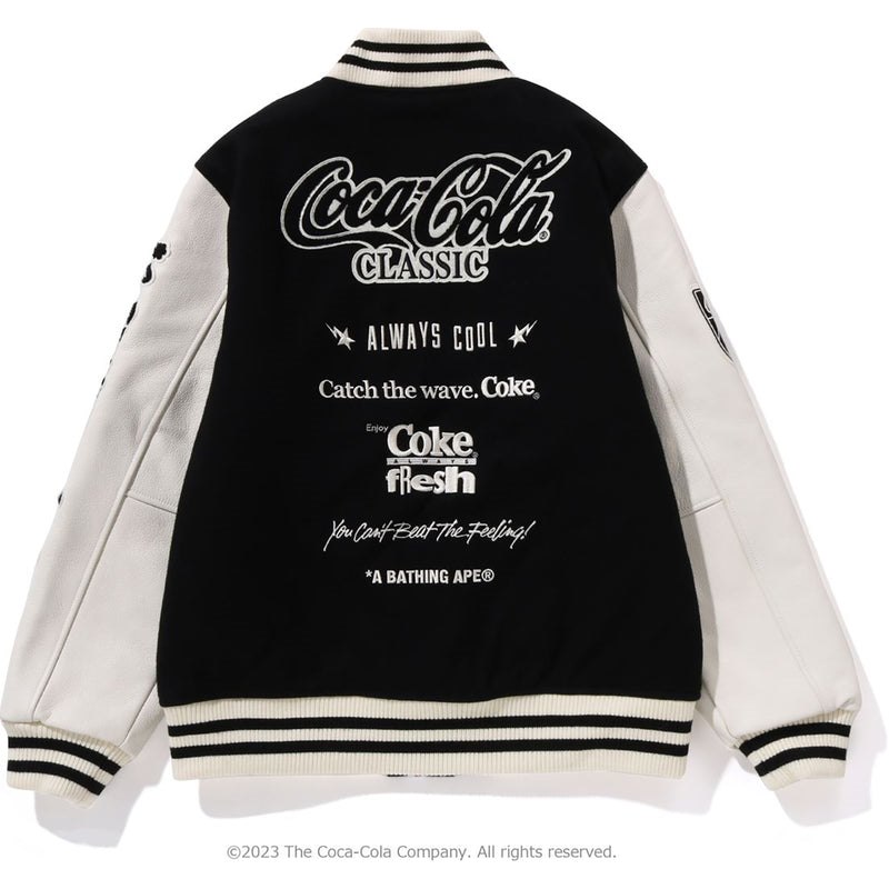 Men Bape X Coca-cola Varsity Jacket Jackets Black USA | PF6745075