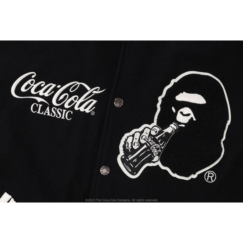 Men Bape X Coca-cola Varsity Jacket Jackets Black USA | PF6745075