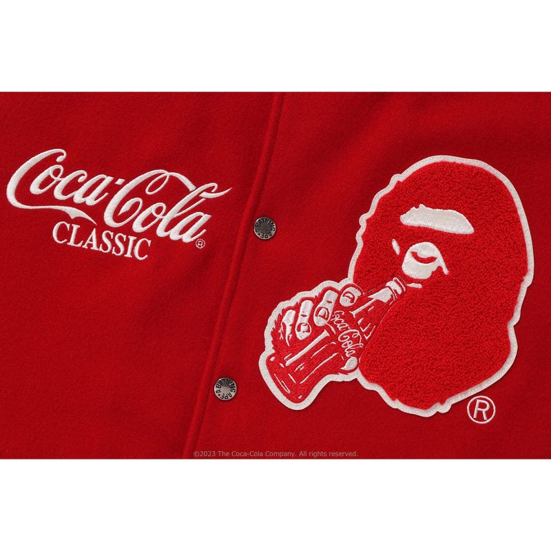 Men Bape X Coca-cola Varsity Jacket Jackets Red USA | QX5384934