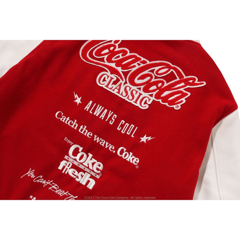 Men Bape X Coca-cola Varsity Jacket Jackets Red USA | QX5384934