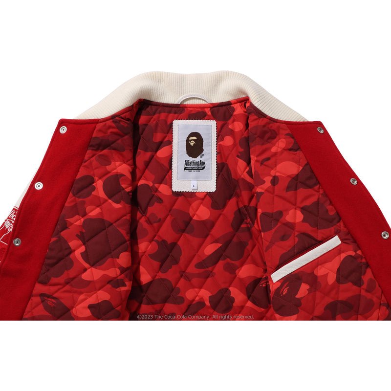 Men Bape X Coca-cola Varsity Jacket Jackets Red USA | QX5384934