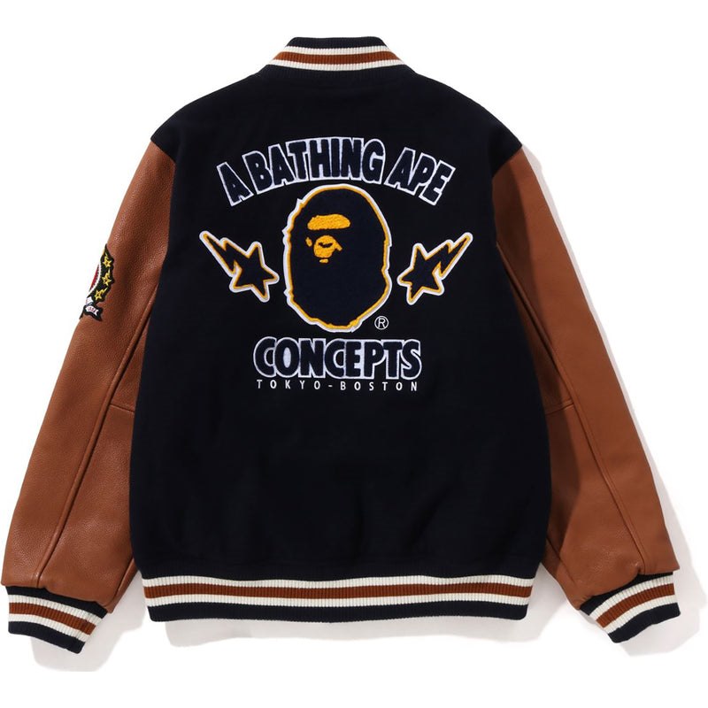 Men Bape X Concepts Varsity Jacket Jackets Navy USA | VB6293723