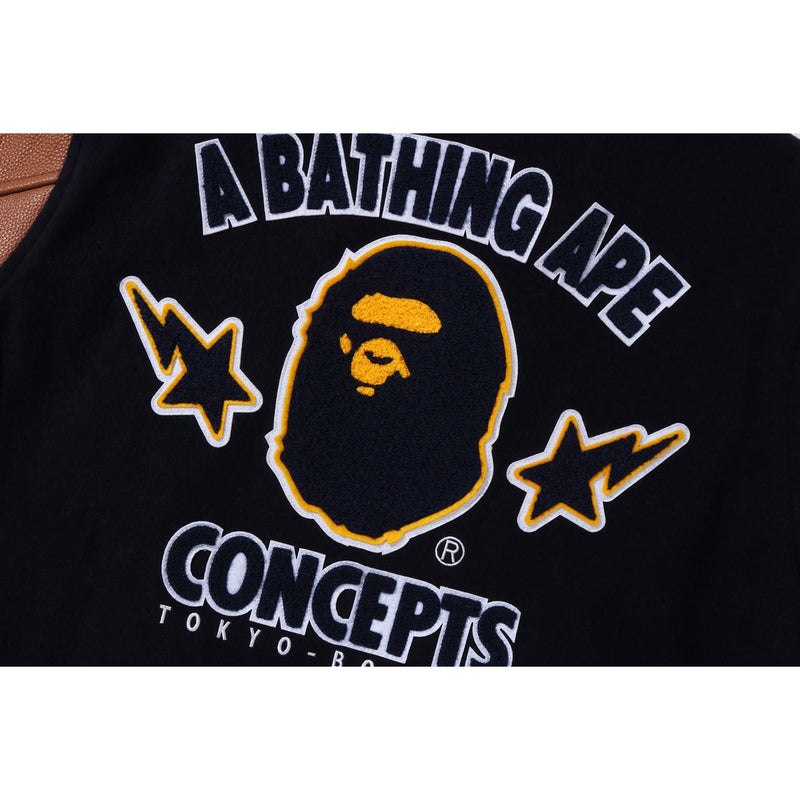 Men Bape X Concepts Varsity Jacket Jackets Navy USA | VB6293723