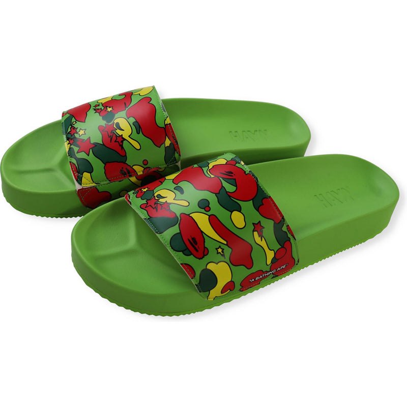 Men Bape X Hayn Sta Camo Slide Sandals Sandals Yellow USA | RP5976996