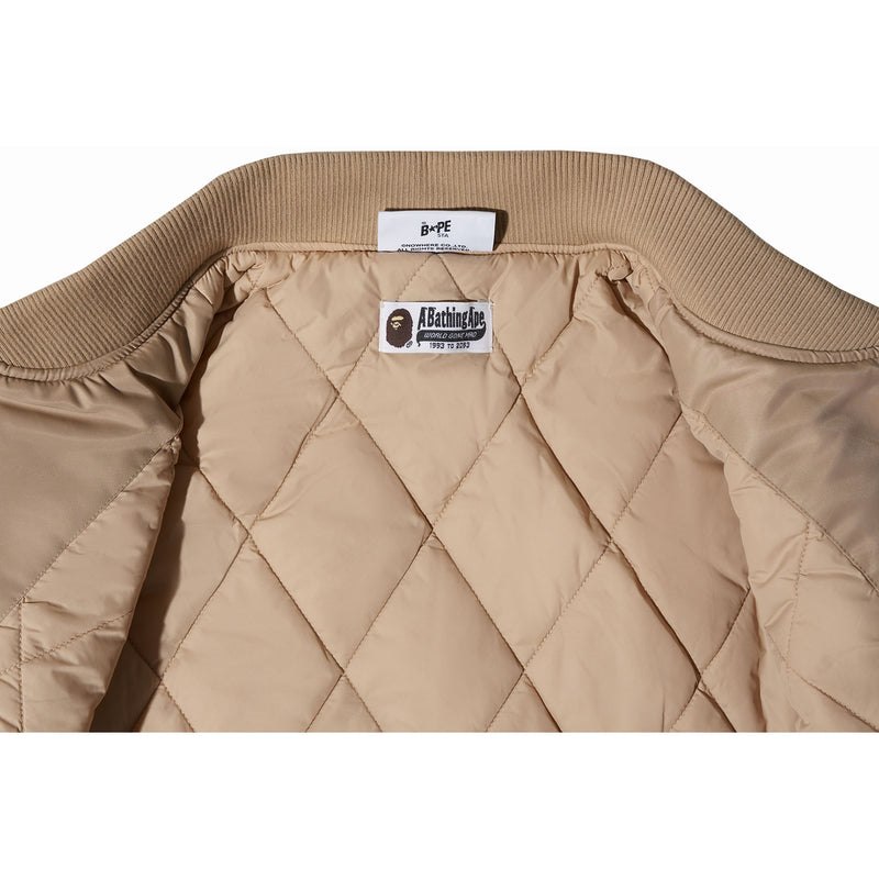 Men Bape X Highsnobiety Nylon Varsity Jacket Jackets Beige USA | MK8466746