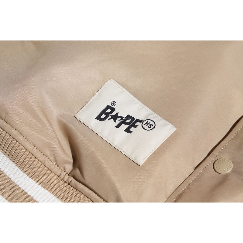 Men Bape X Highsnobiety Nylon Varsity Jacket Jackets Beige USA | MK8466746