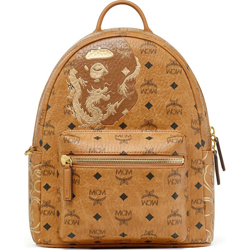 Men Bape X Mcm Stark Lunar New Year Visetos Daypack Accessories Beige USA | BU0319439