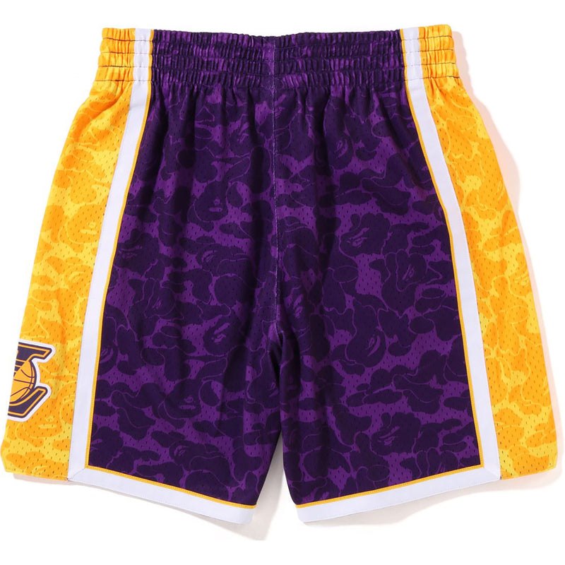 Men Bape X Mitchell & Ness Los Angeles Lakers Jersey Shorts Shorts Purple USA | JB2643063