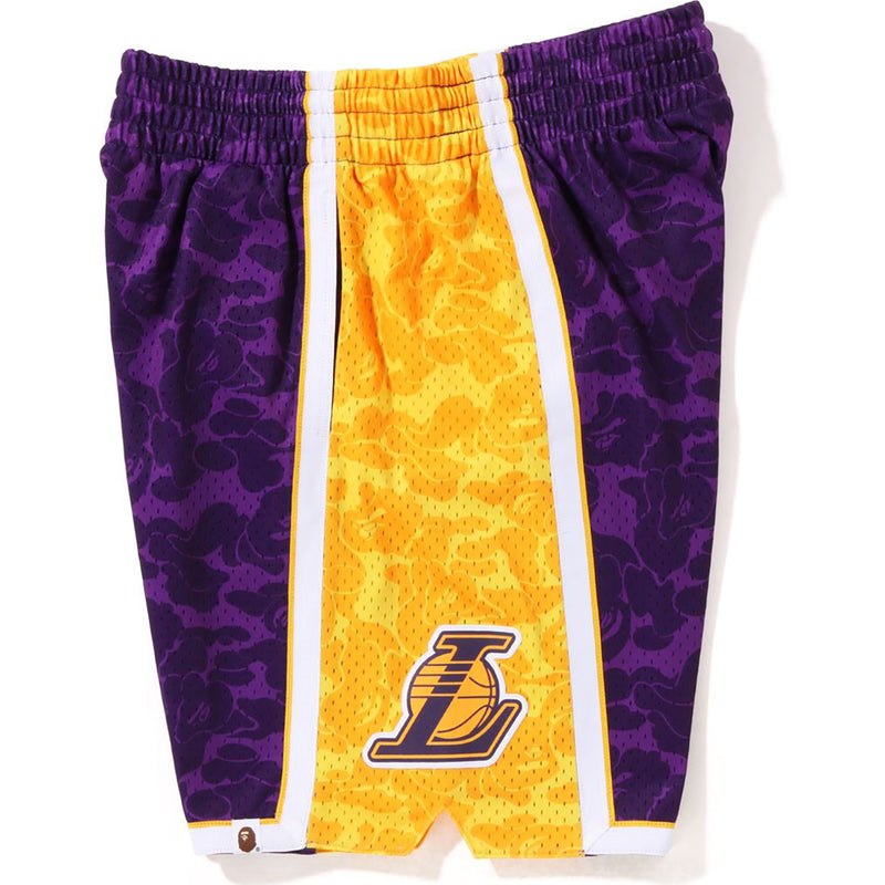 Men Bape X Mitchell & Ness Los Angeles Lakers Jersey Shorts Shorts Purple USA | JB2643063